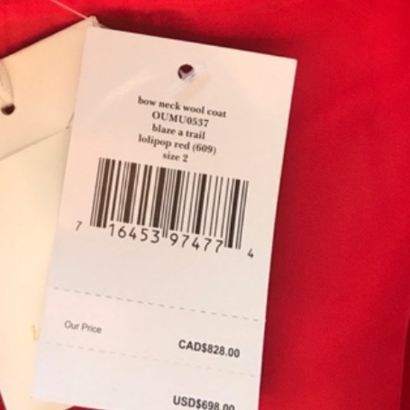 Kate Spade Bow Neck Wool Coat in Lollipop red size 8 nwot - Picture 5 of 7